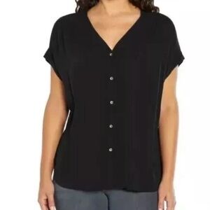 Women's Black Button-Up Top